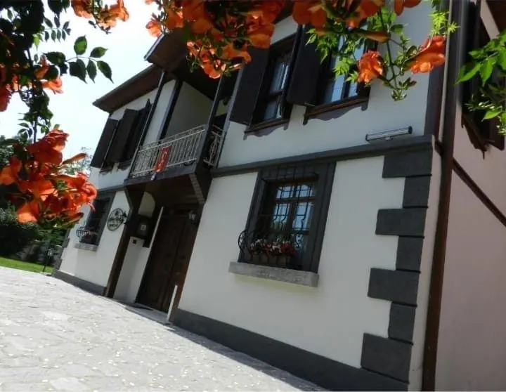 Traditional house framed by flowers in Sapanca